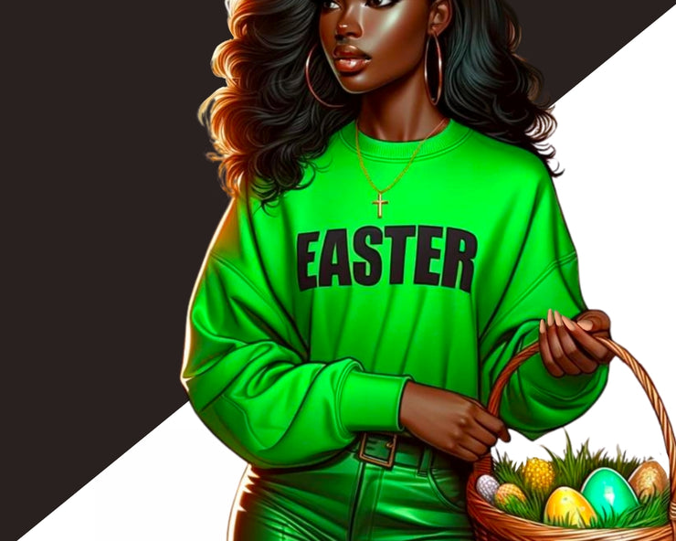 Black Girl Easter Clip Art | Spring Sublimation PNG