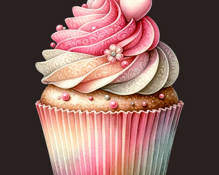 Watercolor Valentine's Day Cupcakes Clipart, Dessert Love Clipart
