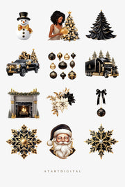 Christmas Digital Fashion Clipart Bundle, Holiday Glam Clipart