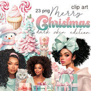 Black Girl Christmas - Pastel Christmas - Digital 23 PNGs