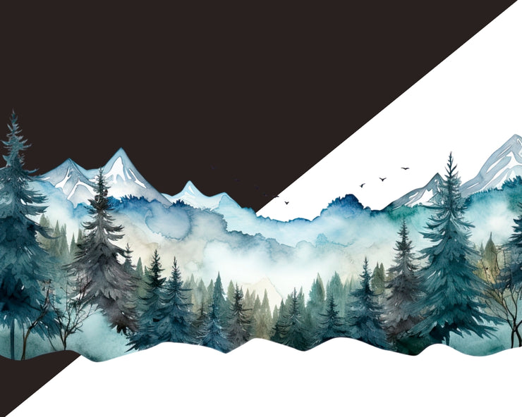 Watercolor Mountains Border Clipart