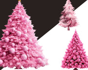 Pink Christmas Trees Clipart Bundle
