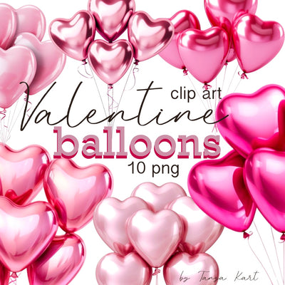 Birthday Balloons PNG - Pink Hearts Clip Art