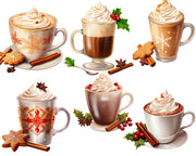 Christmas Coffee PNG Clipart, Winter Drinks Clipart Bundle, Coffee, Hot Chocolate, Ceremonial Cacao