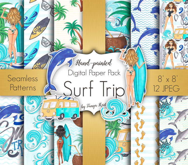Surf Trip Digital Paper