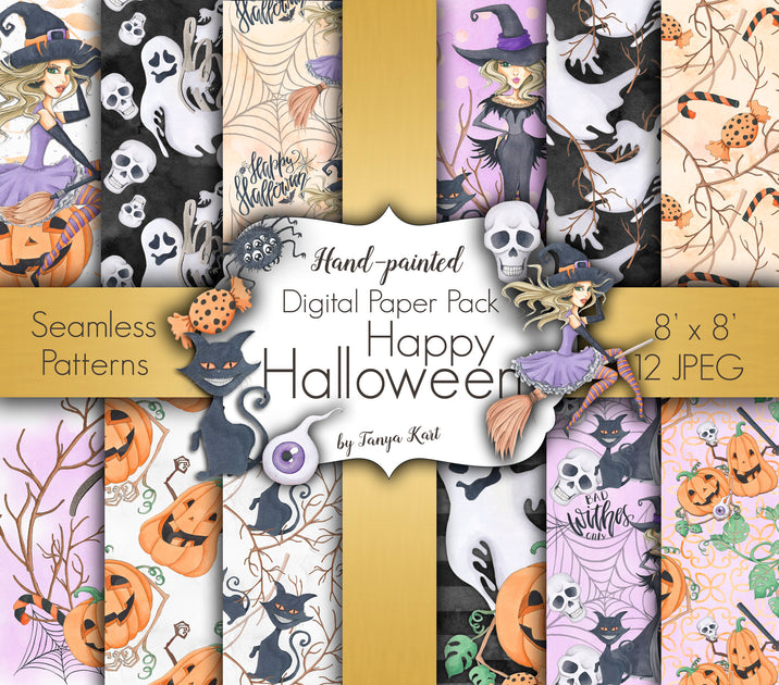 Autumn Gothic digital papers, rustic halloween skull scrapbook paper  backgrounds