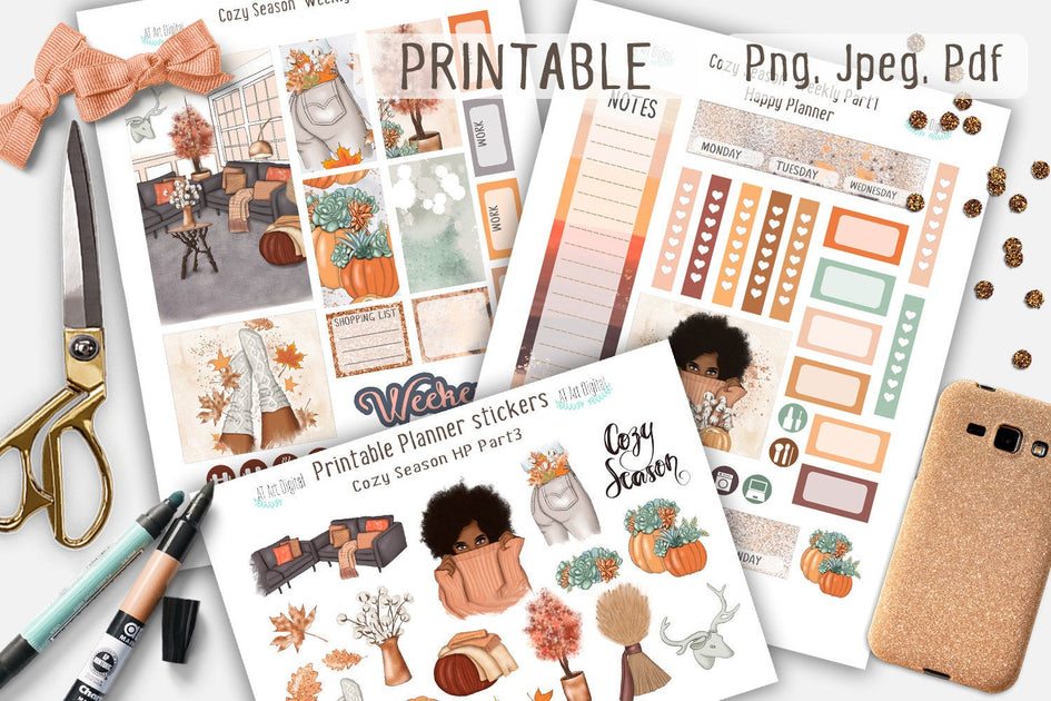 Printable Stickers Bundle, Holiday / Seasonal Weekly Kits – Erin