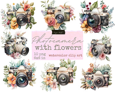 Photocamera With Flowers Clip Art