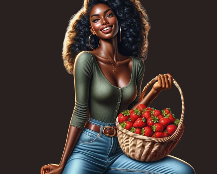 Black Girl & Strawberry Clipart