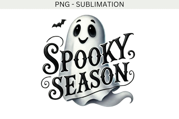 Spooky Season Ghost, Digital Download for T-shirt Designs, Halloween Ghost, Transparent PNG, Sublimation Design, Retro Halloween PNG