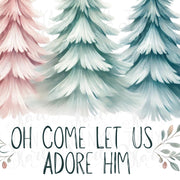 Oh Come Let Us Adore Him PNG | Christian Christmas Coquette with Bow, Bible Verse & Jesus Sublimation Design