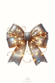 Christmas Lights Coquette Bow, Holiday PNG Design, Christmas Bow Sublimation Download, Bow PNG for Christmas Shirt Designs