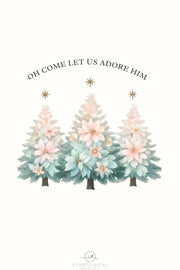 Oh Come Let Us Adore Him, Christmas Tree Design, Christian Christmas Bible Verse PNG, Religious Christmas for Girly Sublimation Download