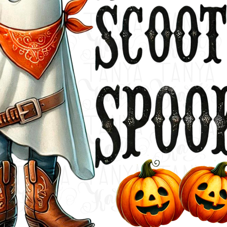 Boot Scootin' Spooky for Sweatshirt, Wild West Halloween Design, Country Western Ghost PNG, Ready-to-Press, Halloween Graphic, Cowboy Ghost