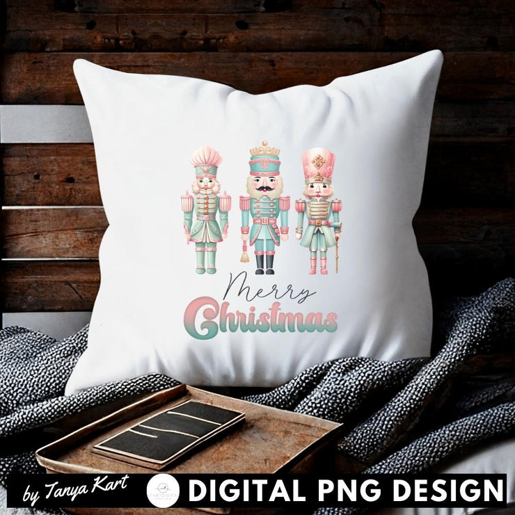 Blue Christmas Nutcracker PNG, Pastel Winter Graphics for T-Shirts, Mugs, Pillows