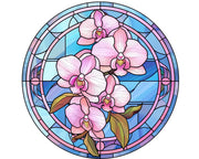 Pink White Orchids Stained Glass Flowers PNG Clipart
