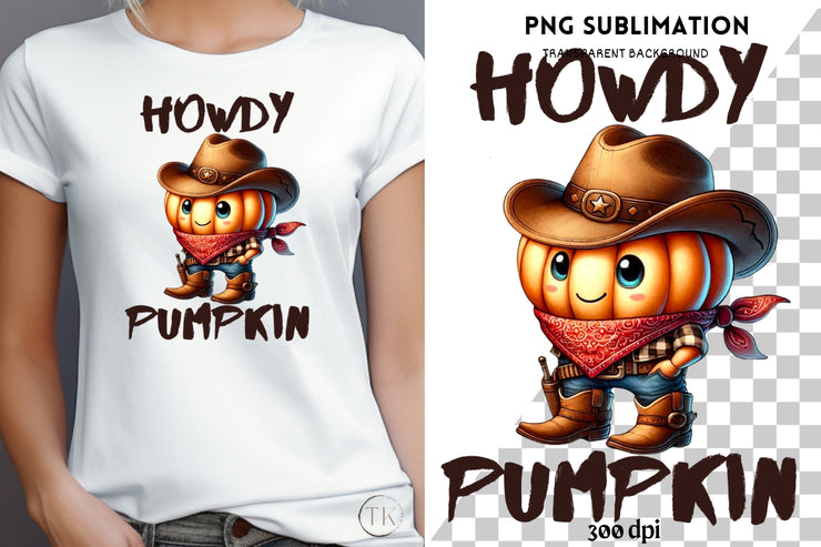 Howdy Pumpkin PNG, Western Digital Designs, Commercial Use, Cowboy Hat, Howdy Fall, Sublimation Ready, Vintage Country, Planner Sticker