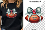 Game Day, Football PNG, Season Design, Coquette Football Bow, Football Shirt, Girly Game Day