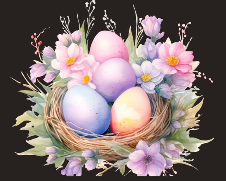 Watercolor Easter Clip Art, Floral Arrangements & Easter Stickers, Instant Download