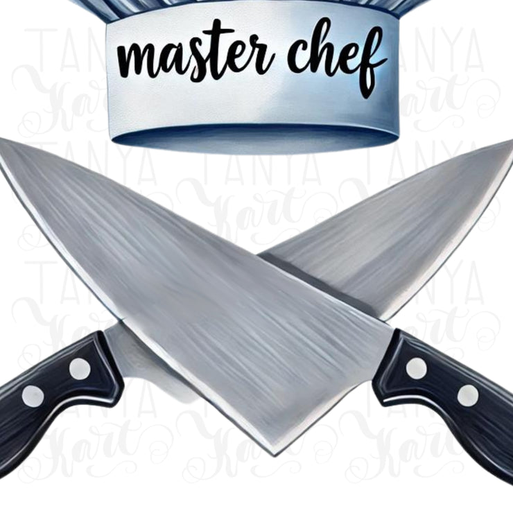 Master Chef, Knife PNG, Logo Design, Digital Print, Sublimation PNG for T-Shirts & Cards, Kitchen Quote, Chef Design, Funny PNG for Crafting