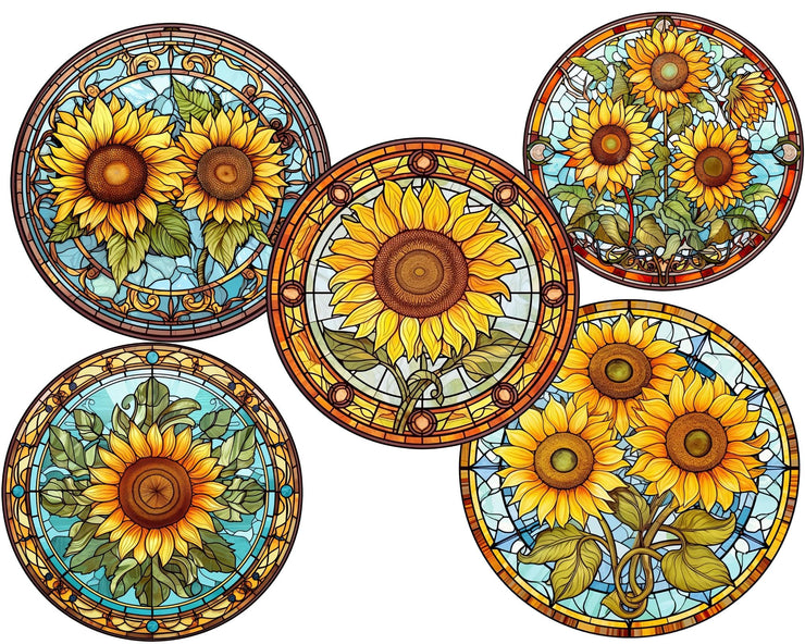 Sunflowers Stained Glass Clipart