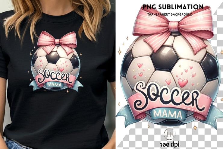 Coquette Soccer Mama PNG, Retro Soccer Shirt Designs & Game Day Sublimation, Digital Download for Soccer Mom Life