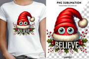 Christmas Hat Believe PNG for Shirt Design & Card Making, Funny Santa Hat Digital Print, Cute Christmas Instant Download, Transparent Design