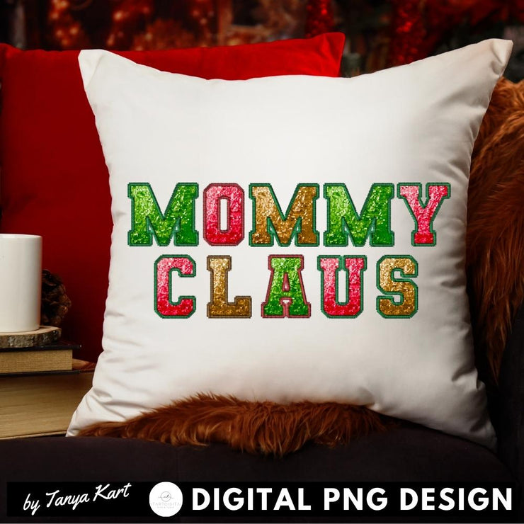 Mama Claus Design for Holiday Sweatshirt, Sequin Letters Mama Claus for Shirt