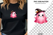 Cute Pink Ghost PNG, Funny Halloween Ghost Design for T-Shirt Sublimation, Spooky Vibes Digital Download, Halloween Printable Art