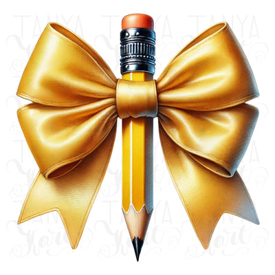 Teacher Pencil PNG, Coquette Pencil with Bow, Trendy Teacher Design, School Vibes, Kids School PNG, Aesthetic for Coquette Teacher Shirts