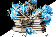 Booktrovert Skeleton Floral Book PNG