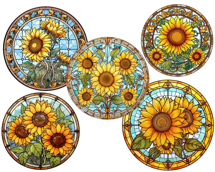 Sunflowers Stained Glass Clipart