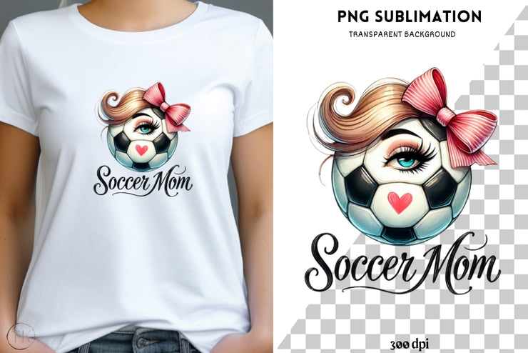 Soccer Mom for Shirt, Coquette Game Day Style, Soccer Designs & Retro Sublimation Shirt for Sport Mom, Digital Download PNG, Soccer Mom Life