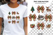 Red and Green Coquette Christmas Bow PNG | Preppy Christmas Design for Custom T-Shirts & Transparent Digital Files