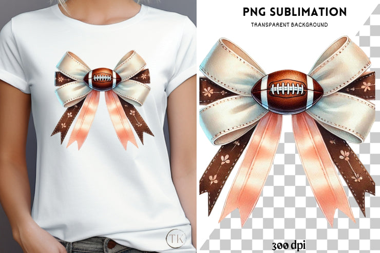 Coquette Football Bow, Girly Teen Football Shirt PNG, Unique Gift for Best Friend, Game Day Football, Girl Shirt PNG, Fall Sports Vibes