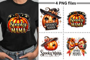 Spooky Mama, Retro PNG Bundle for Sublimation Designs, Girly Pumpkin PNG Set, Coquette Bow & Pumpkin Shirt, Fall Themed