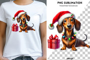 Christmas Dachshund PNG, Cute Christmas Dog Sublimation Design for Digital Prints, Tumbler & T-Shirt Designs, Pet Holiday Card Making