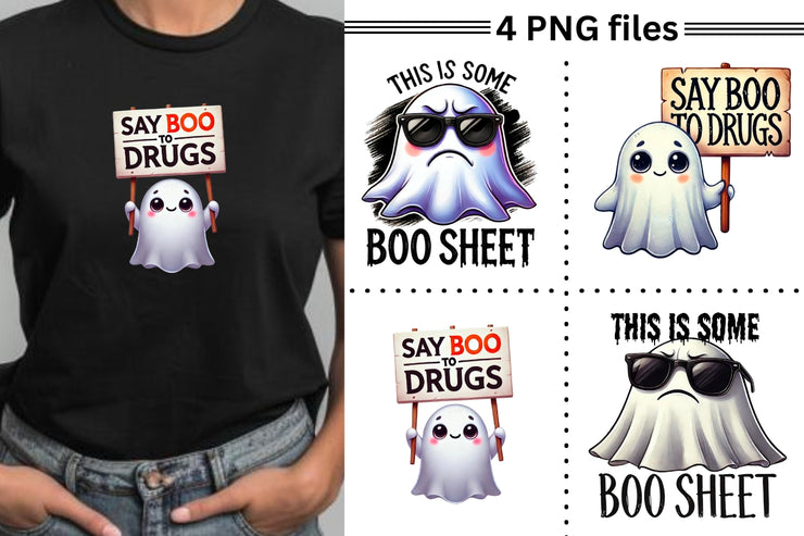 Cute Ghost Sublimation, Spooky Halloween Design Digital Download, Say Boo to Drugs T-Shirt PNG, This Is Some Boo Sheet, Transparent Designs