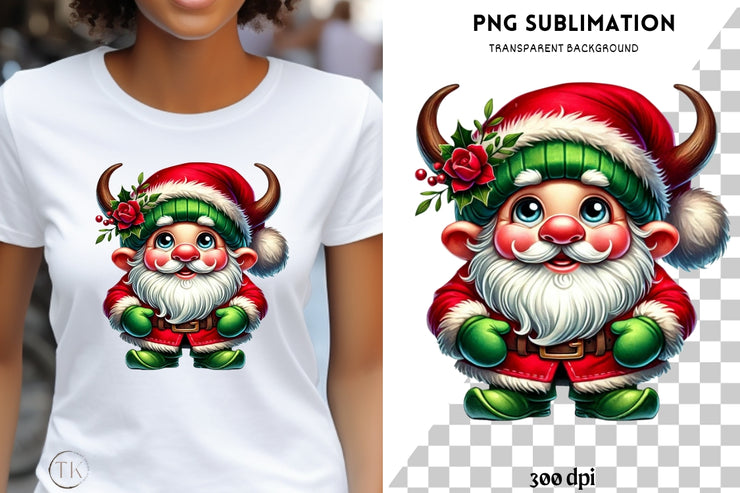 Gnome for Christmas PNG | Merry Christmas Transparent Design for Sublimation, Card Making & T-Shirts, Digital Crafting