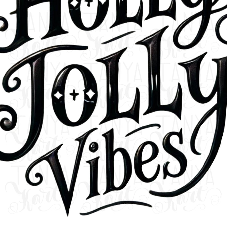 Holly Jolly Vibes PNG, Retro Christmas PNG, Fun Sayings, Christmas Card Making, Festive Quotes & Designs, Holiday Sublimation