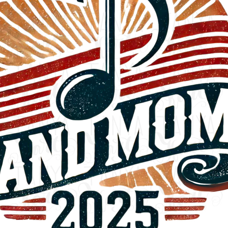 Senior Band Mom 2025 PNG, Retro Marching Band Mom Design, Music Note Sublimation, Digital Download, Transparent Digital Design