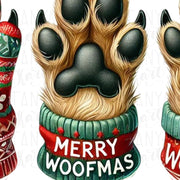 Merry Woofmas PNG, Cute Christmas Dogs Sublimation Design, Christmas Vibes, PNG Paws for Christmas T-Shirts & Cute Digital Stickers