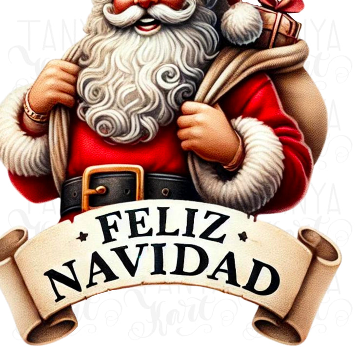 Feliz Navidad Santa Shirt PNG, Santa Sublimation for Merry Christmas Design, Latina Christmas, Retro Christmas Digital Art, Cute Santa Head