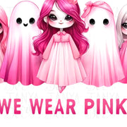 On Wednesday We Wear Pink, Cancer Awareness PNG Digital Download, Pink Ghost Halloween Print, October Ghost, Pink Halloween Sublimation