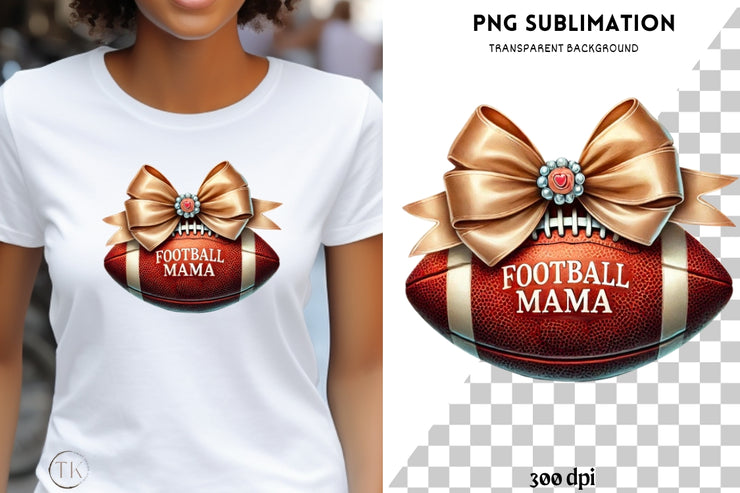 Football Mama Bow PNG, Game Day Vibes, Preppy Coquette Football, Football Team PNG, Fall Game Day Decor