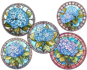 Blue Hydrangea Stained Glass Clipart