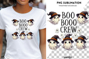 Boo Boo Crew Halloween PNG,  Retro Ghosts Collection, Funny Halloween Sublimation PNG, Card Making, Halloween Transparent Designs