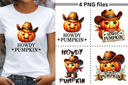 Howdy Pumpkin Png, Western Autumn Design Bundle, Halloween Shirt, Print on Demand, Sublimation Set, Fall Pumpkin, Cowboy, Coquette Pumpkin