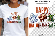 Dabbing Happy Hallothanksmas, Sublimation Design, Transparent PNG for Crafting, Christmas, Thanksgiving, Thankful, Festive Art