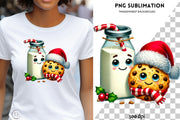 Kawaii Milk and Cookie PNG, Retro Watercolor Christmas Cookie Sublimation, Trendy Christmas Design for Kids, Instant Download Print